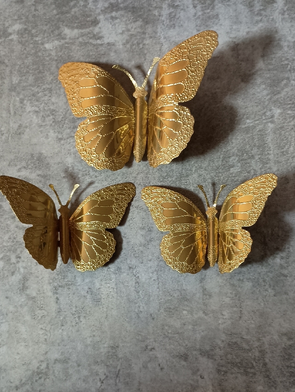 Home Interiors Gold Metallic Butterfly Wall Decor Trio